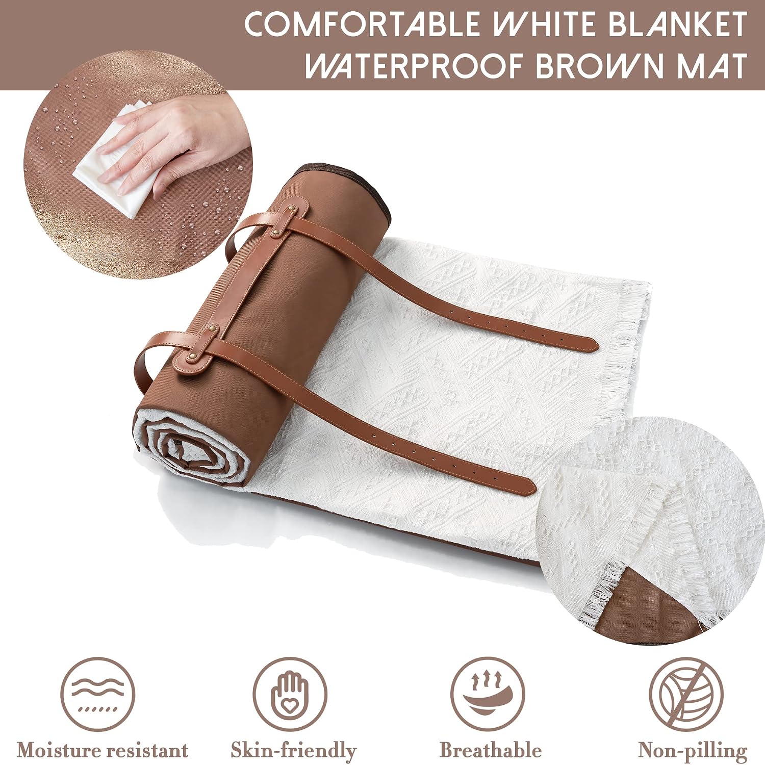 Large-sized, Fleece-surfaced Picnic Mat - Image 2